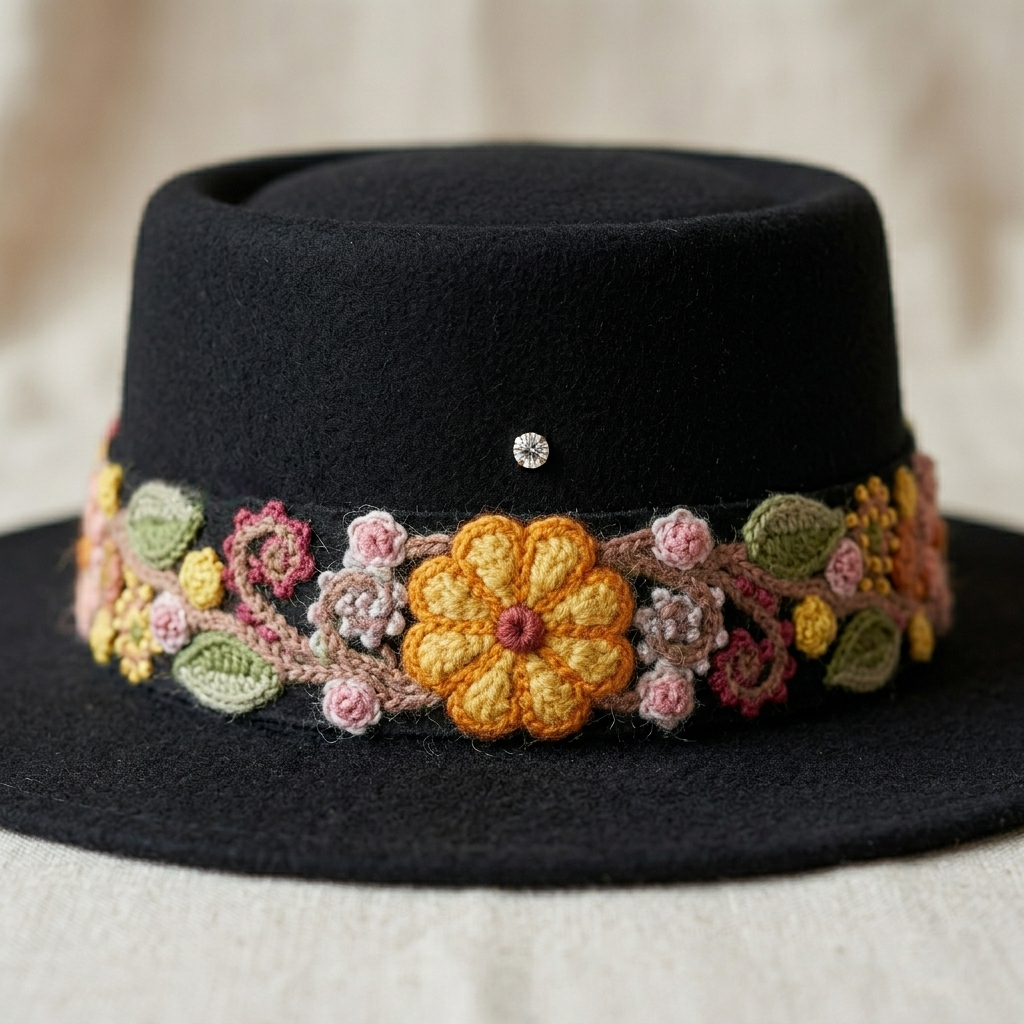 Traditional Andean Hat with Alpaca Band