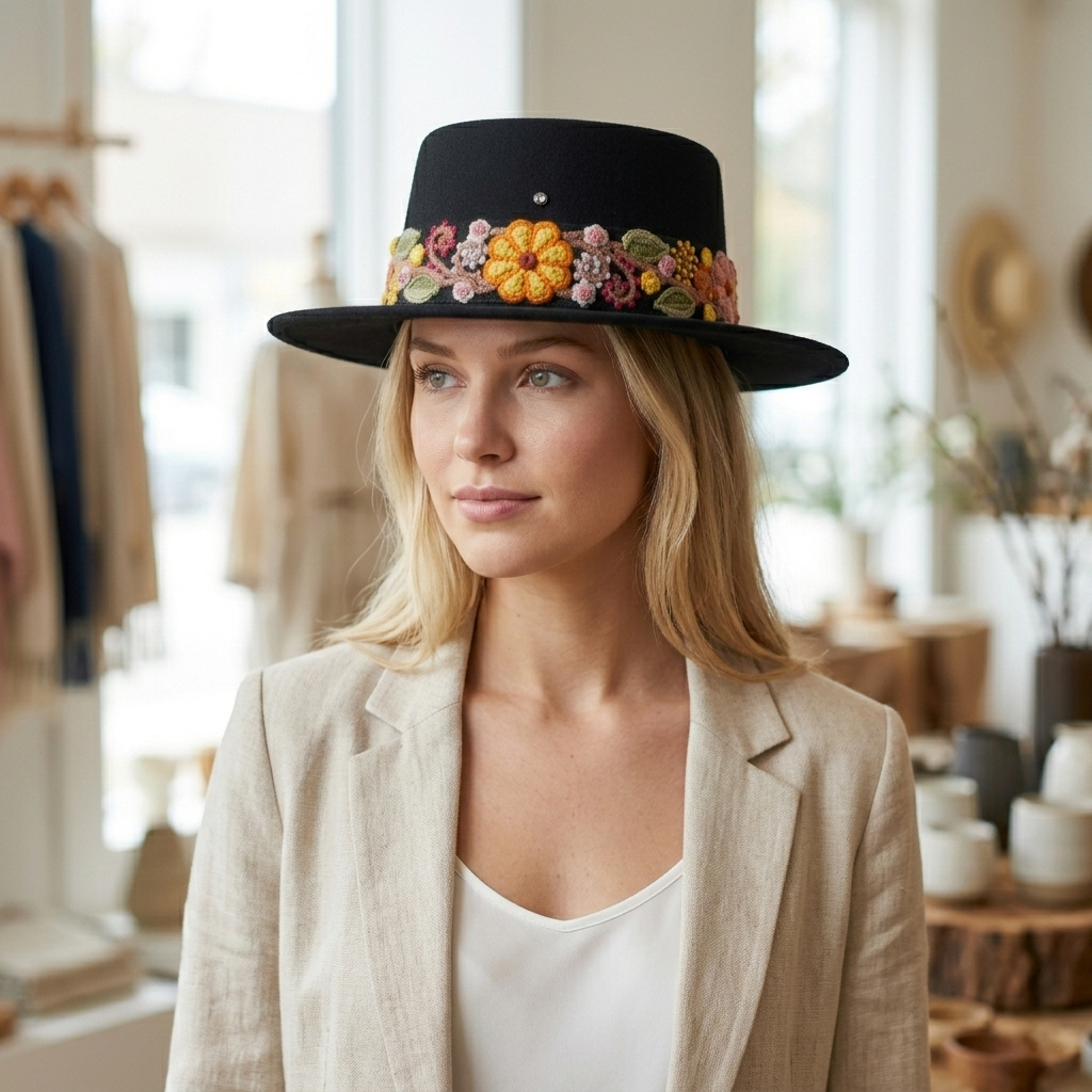 Traditional Andean Hat with Alpaca Band